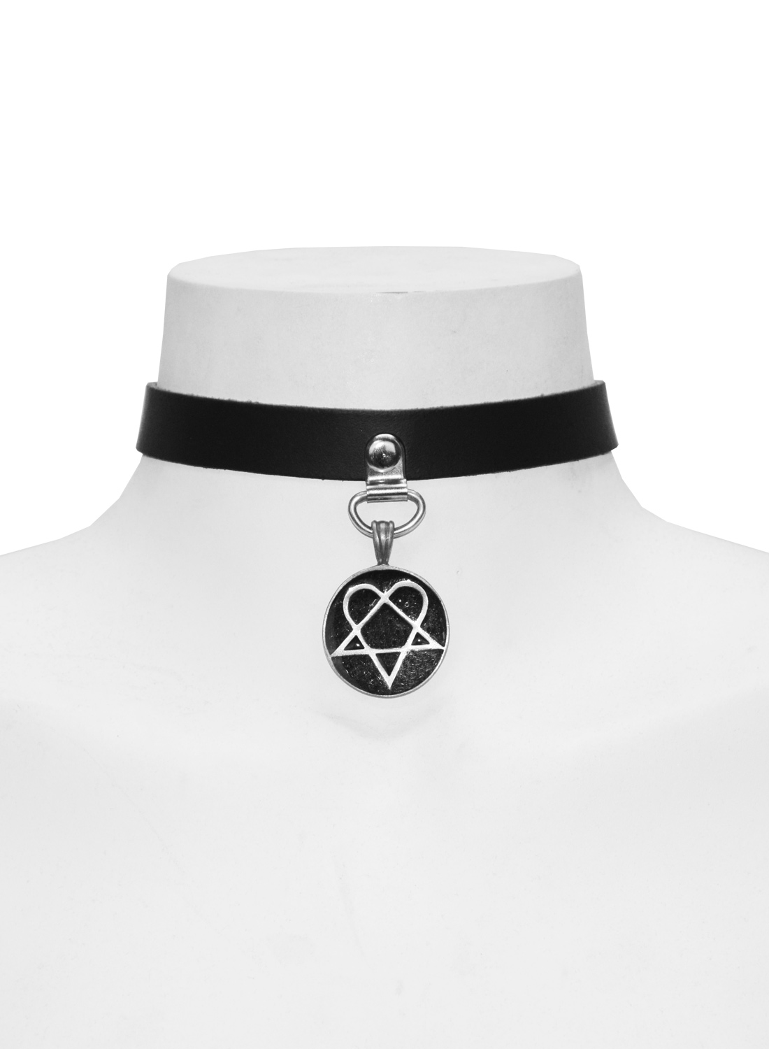 Black Heartagram Leather Choker