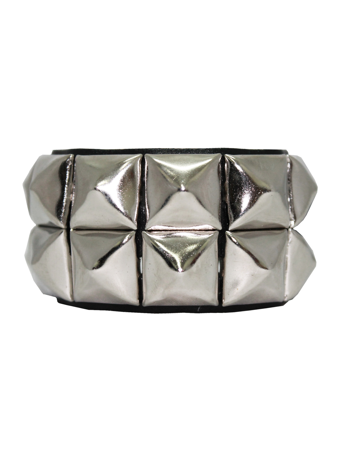 2 Row Pyramid Stud Leather Wristband