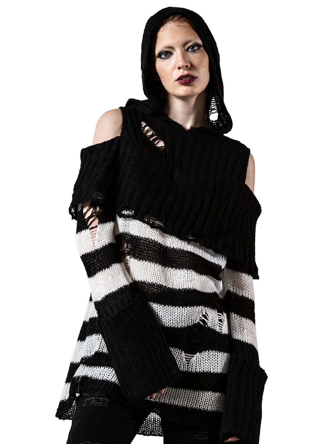 Poision Hooded Black White