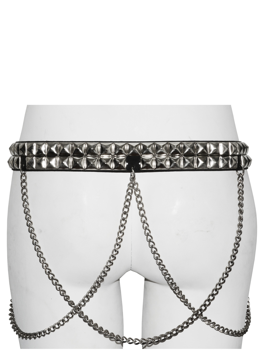 2 Row Pyramid Studbelt+Chain