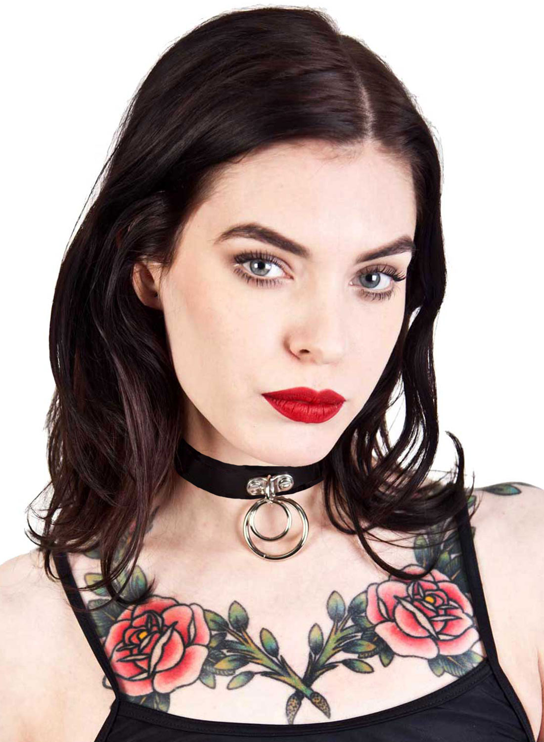 Double Ring Leather Choker – Bild 3