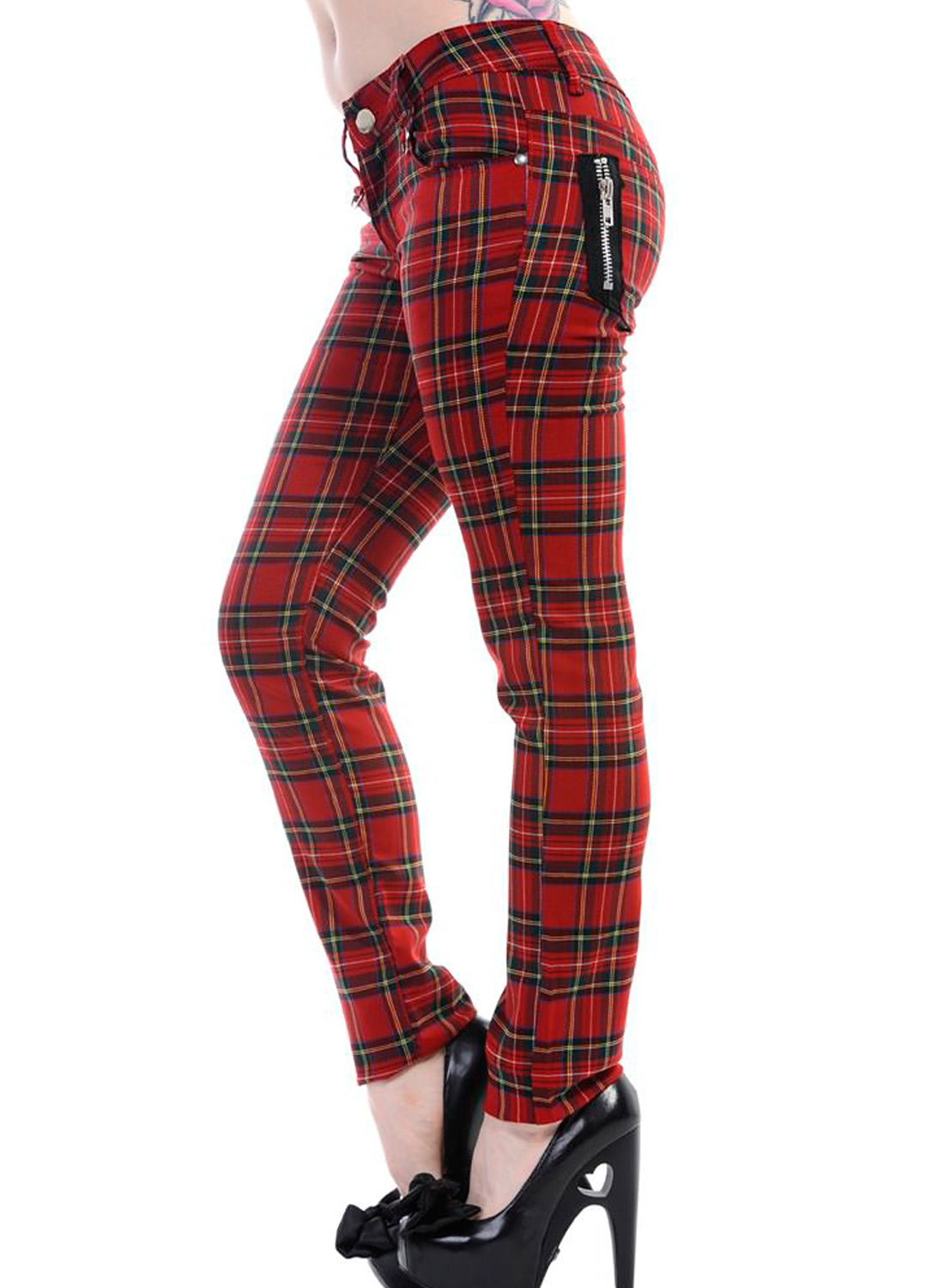 Red Tartan Skinny Trousers