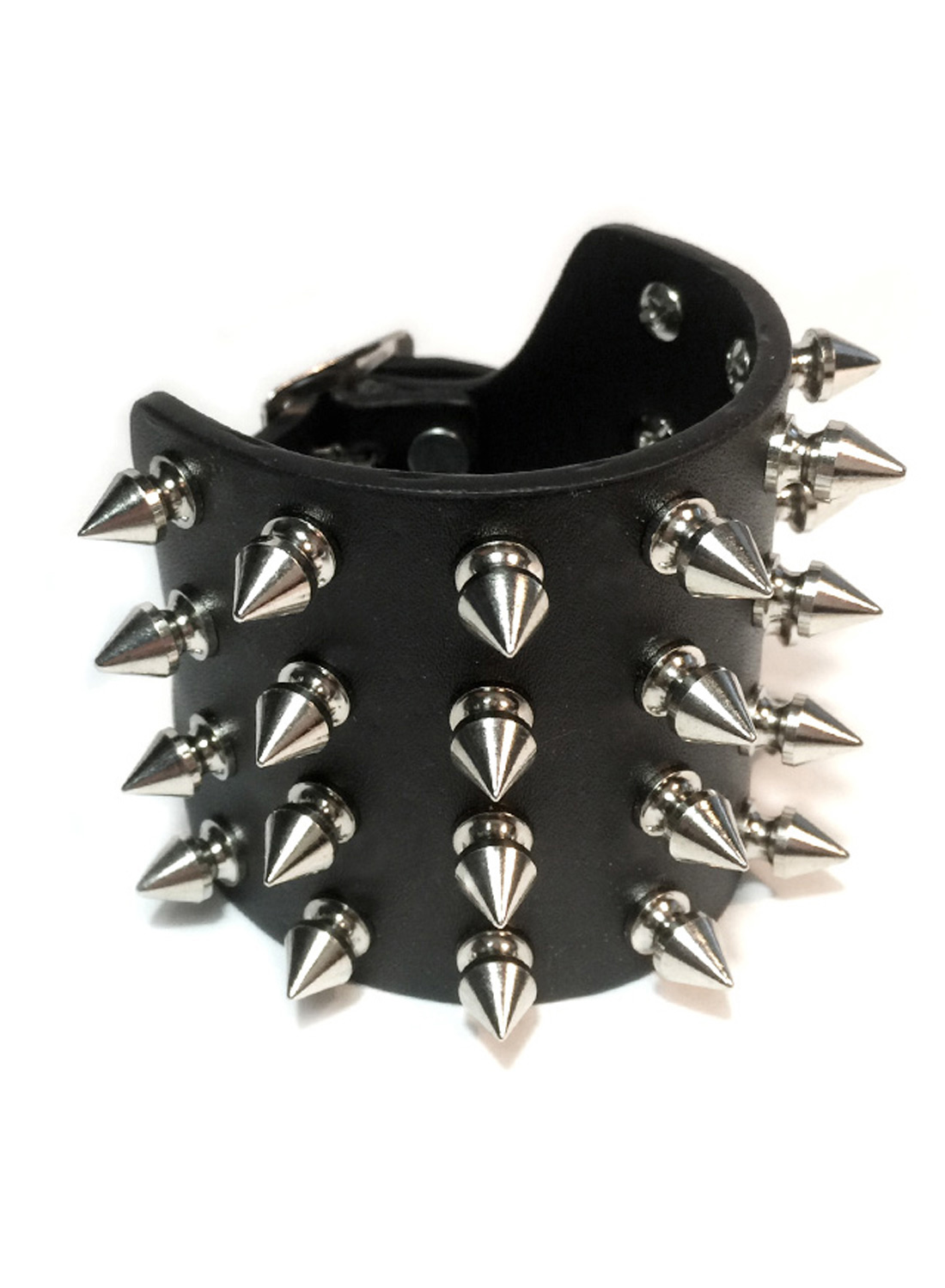 4 Row Spike Leather Wristband
